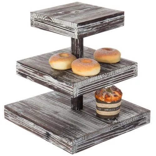 12-Inch Torched Wood Dessert / Appetizer Stand