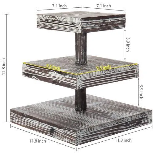 12-Inch Torched Wood Dessert / Appetizer Stand
