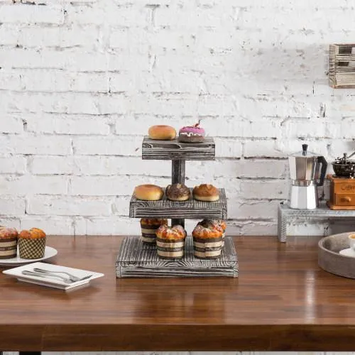 12-Inch Torched Wood Dessert / Appetizer Stand