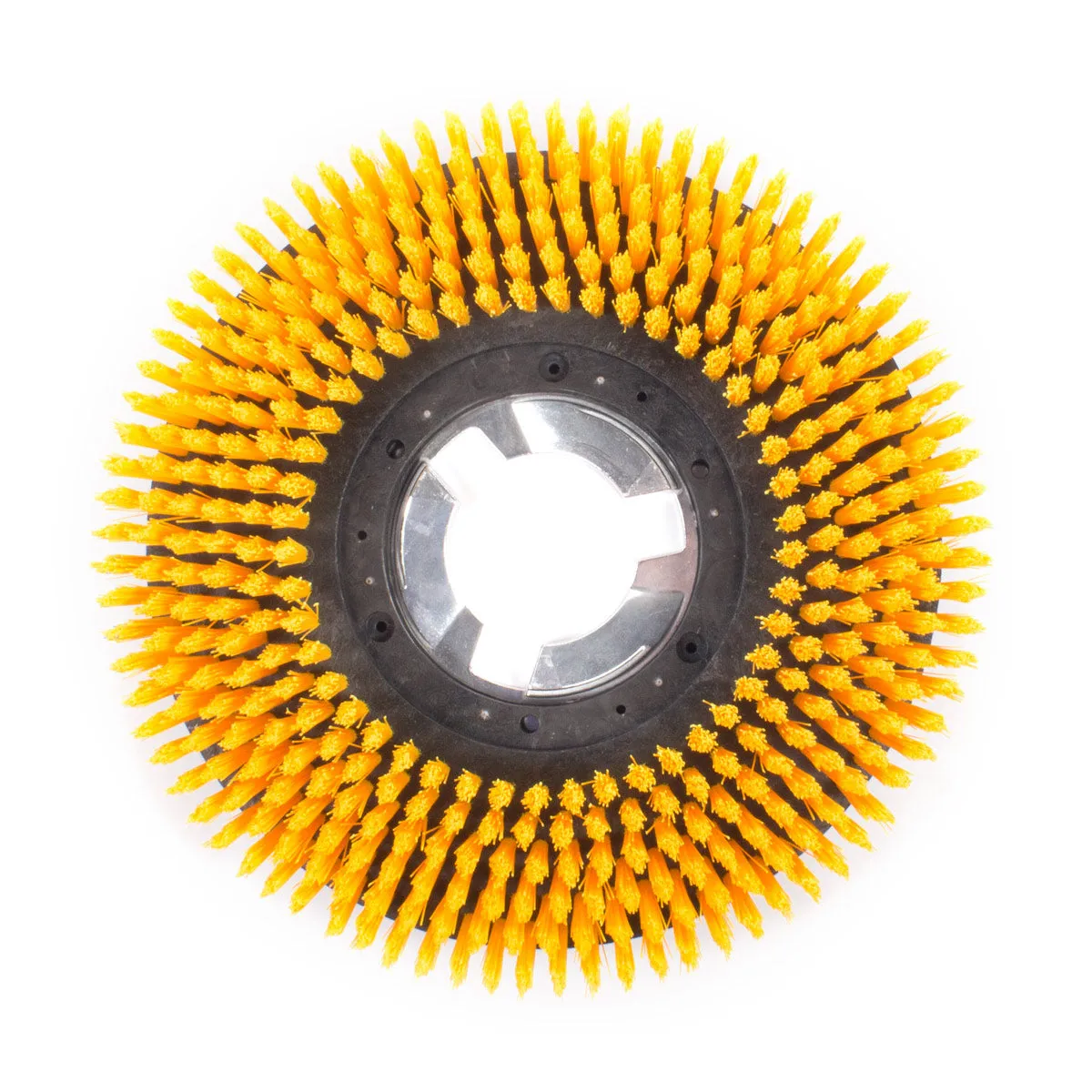 13" Floor Buffer Economical Everyday Floor Scrubbing Brush (11" Actual Diameter) w/ Clutch Plate | Yellow Poly Bristles