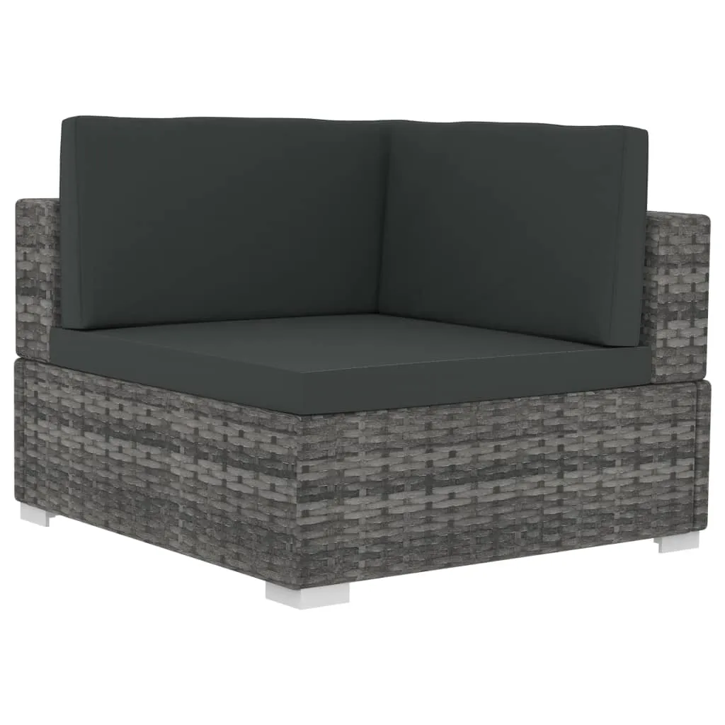2 Piece Patio Sofa Set with Cushions Poly Rattan Gray