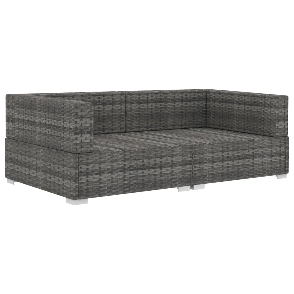2 Piece Patio Sofa Set with Cushions Poly Rattan Gray