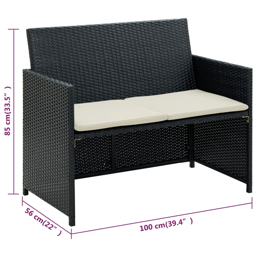 2 Seater Sofa Couch with Cushions Patio Wicker Love Seat PE Rattan