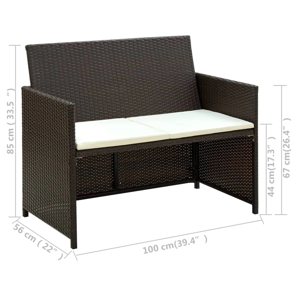 2 Seater Sofa Couch with Cushions Patio Wicker Love Seat PE Rattan
