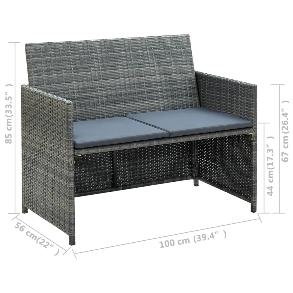 2 Seater Sofa Couch with Cushions Patio Wicker Love Seat PE Rattan