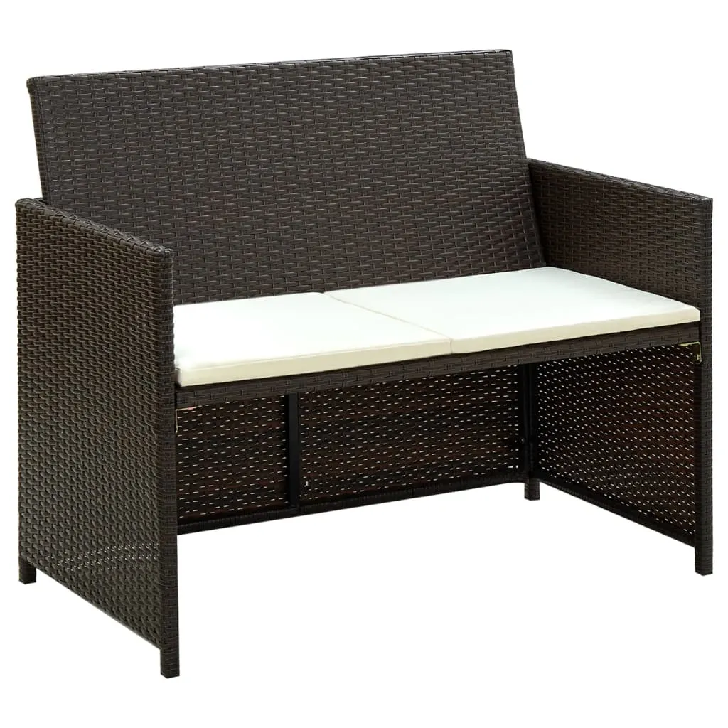 2 Seater Sofa Couch with Cushions Patio Wicker Love Seat PE Rattan