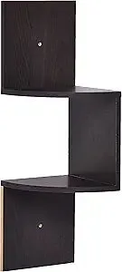 2-Tier Corner Shelves, Espresso  Floating Wall-Mounted Home Decor Set  Corner