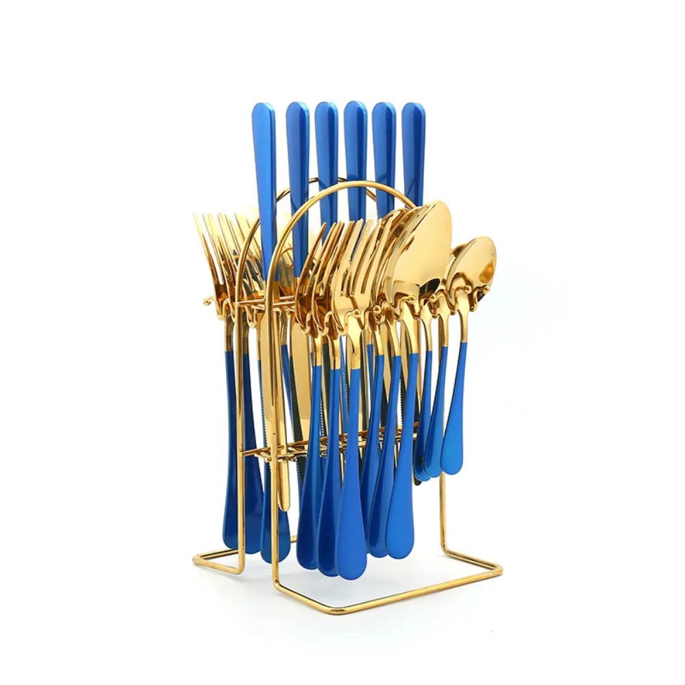 24 Piece Stainless Steel Flatware Set   Stand