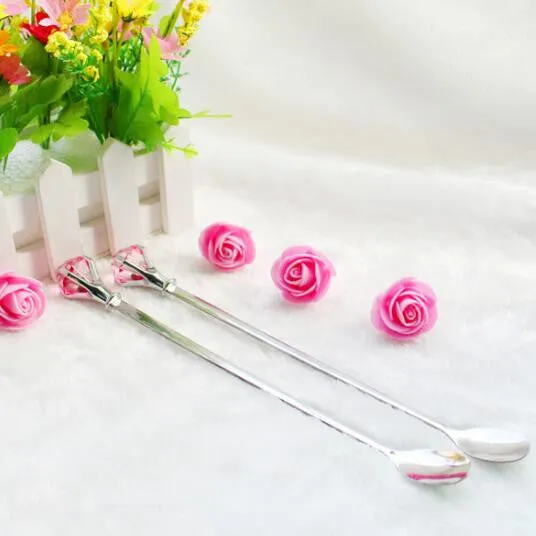 2pcs/ set Long Handled Stainless Steel Dessert Ice Cream Tea Coffee Spoon Cute Diamond Shapes Flatware Sets Mini Honey Dipper