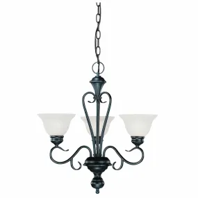 3 Lamps Devonshire Chandelier - Black - Faux Alabaster Glass - 23in Diameter - E26 Medium Base