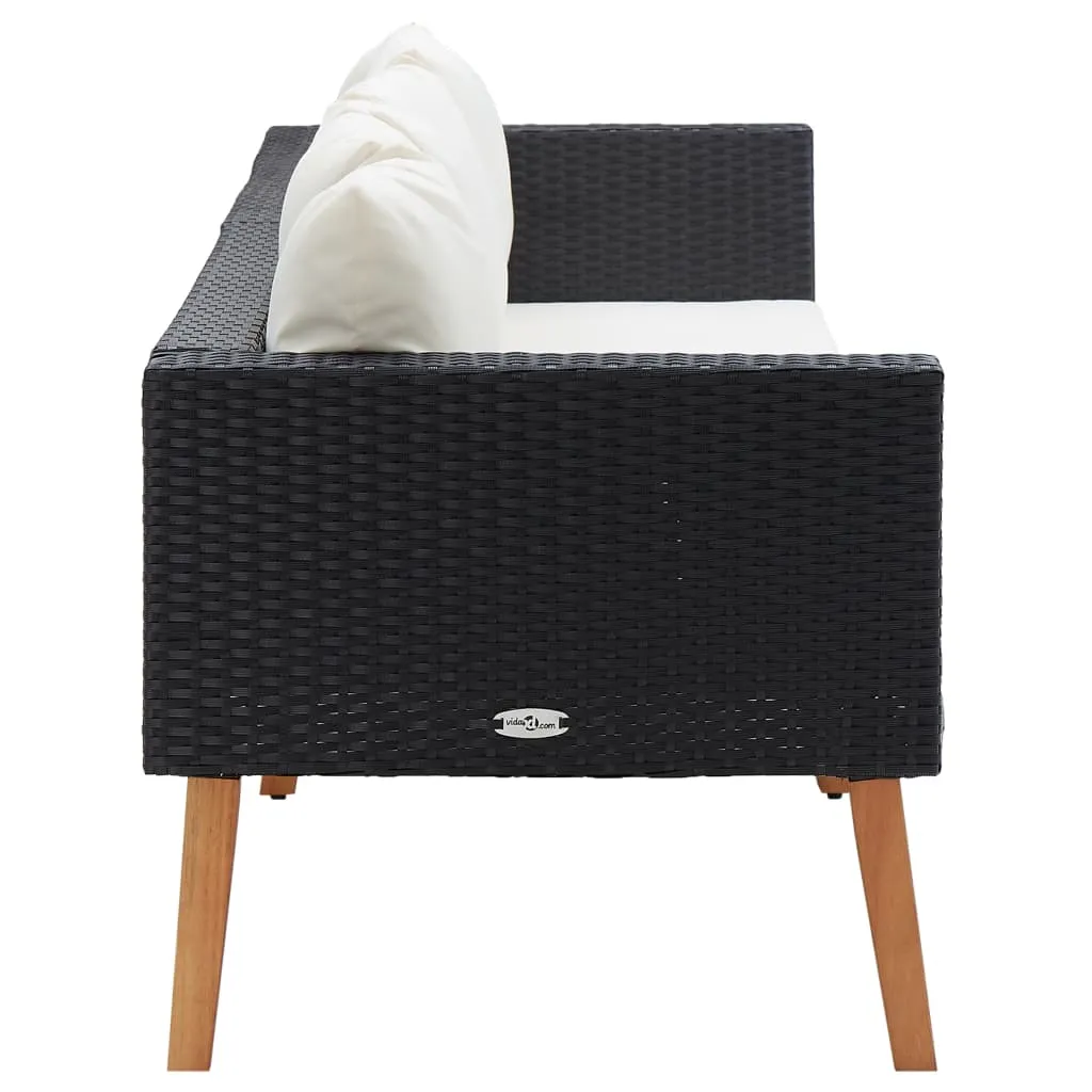 3-Seater Patio Sofa with Cushions Poly Rattan Black