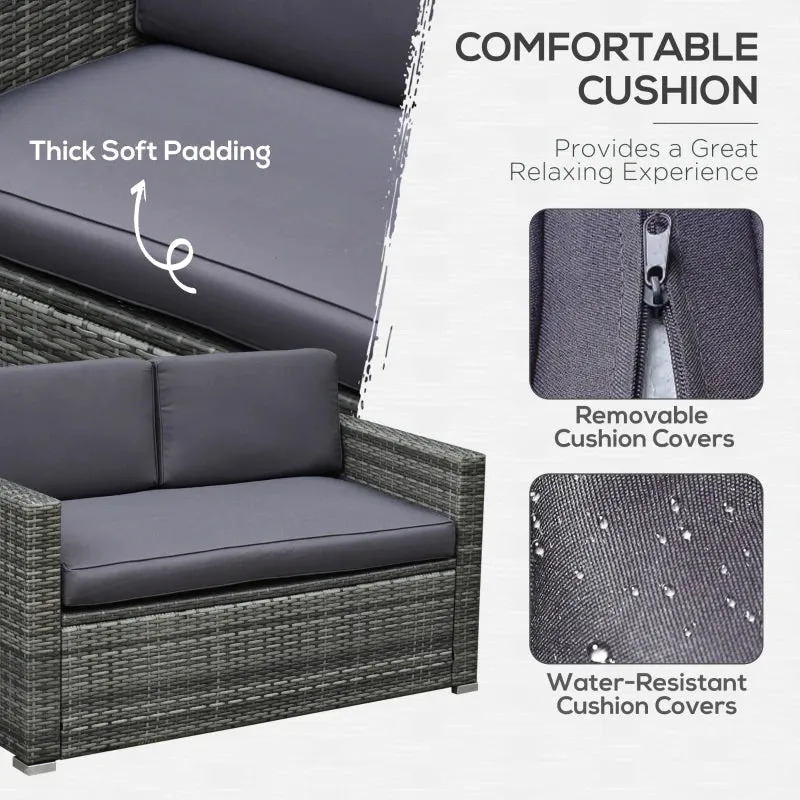 4 PC Grey Balcony or Garden Patio Furniture Set- Includes Glass Table- Model #841-086