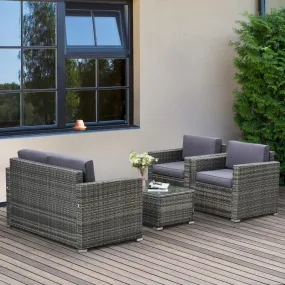 4 PC Grey Balcony or Garden Patio Furniture Set- Includes Glass Table- Model #841-086