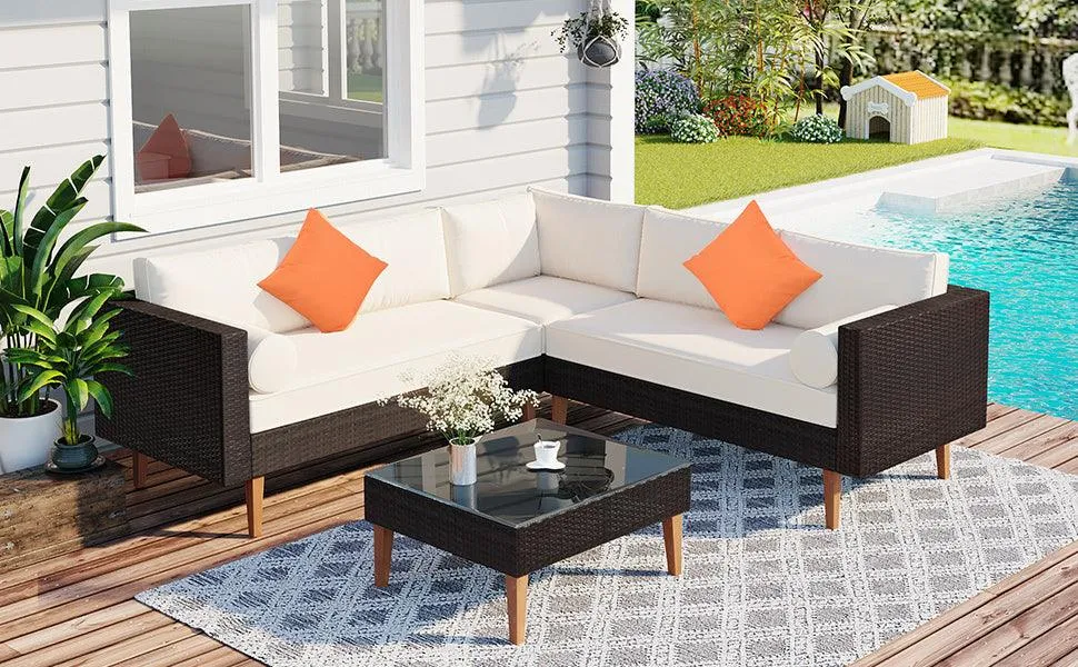 4-pieces Outdoor Wicker Sofa Set