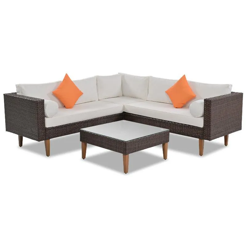 4-pieces Outdoor Wicker Sofa Set