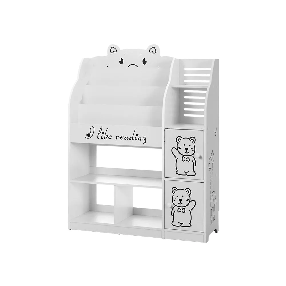 4-Tier Kids Bookshelf Storage with Cupboards, Keezi