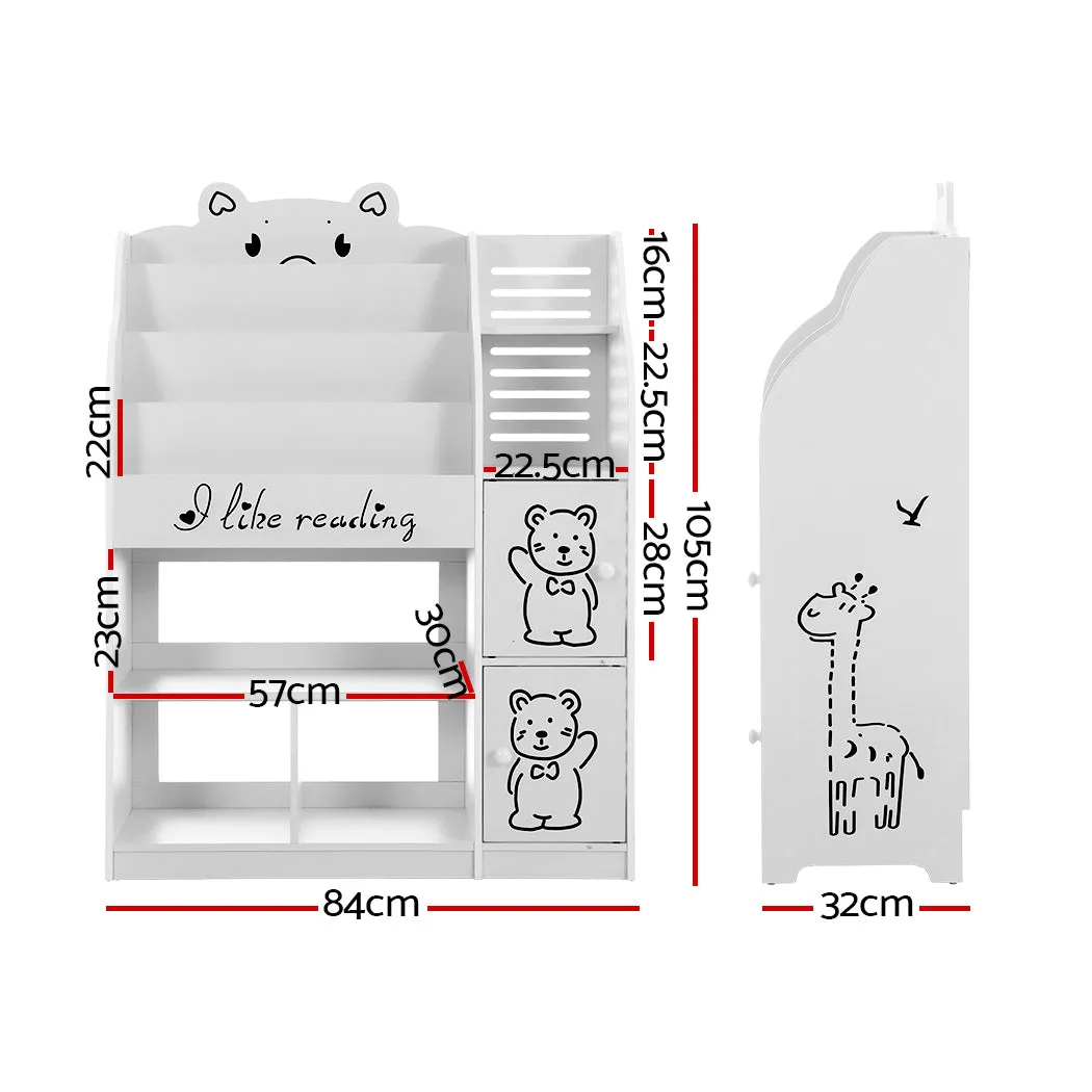 4-Tier Kids Bookshelf Storage with Cupboards, Keezi