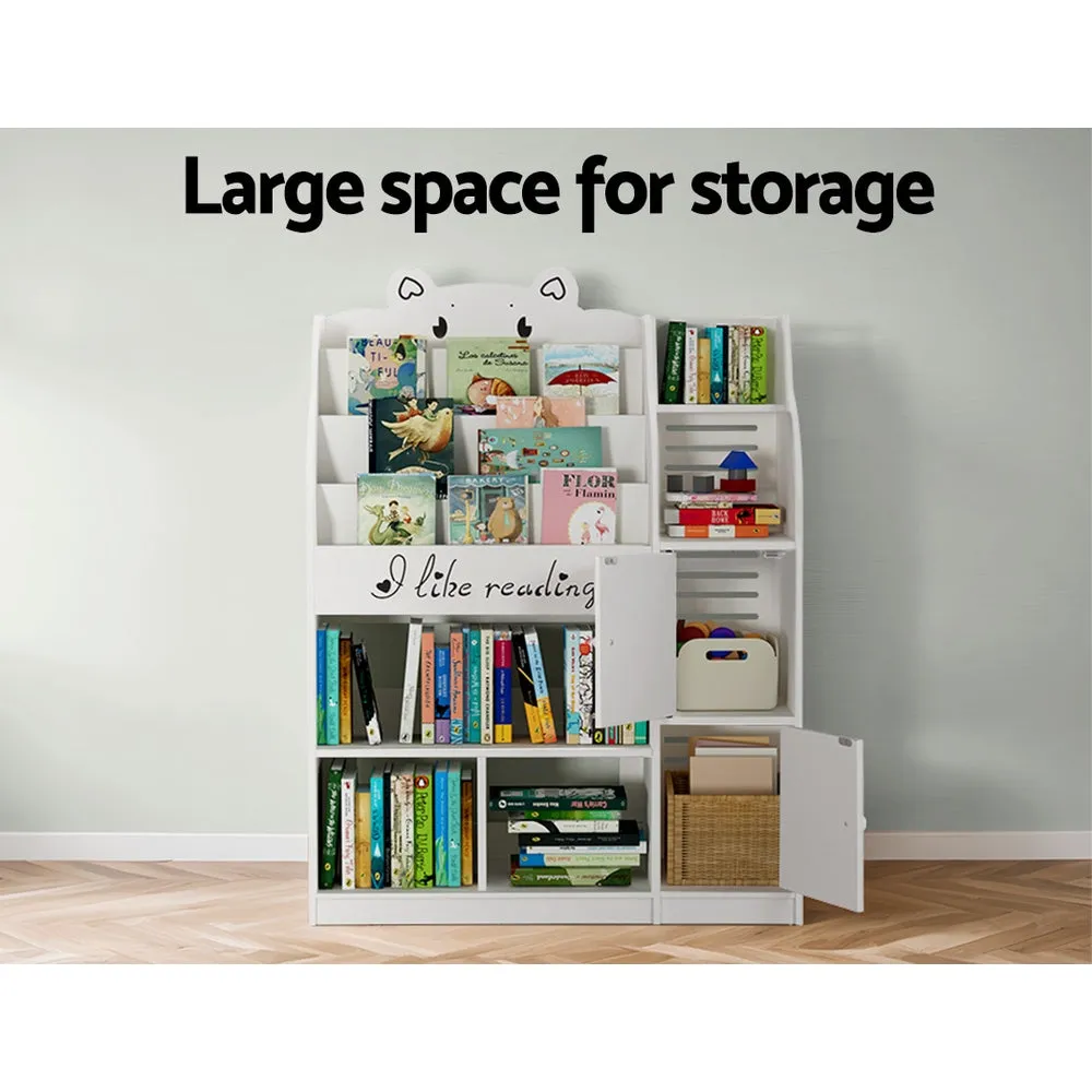 4-Tier Kids Bookshelf Storage with Cupboards, Keezi