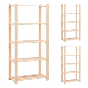 5 Tier Storage Rack - Solid Pinewood - Easy Assembly
