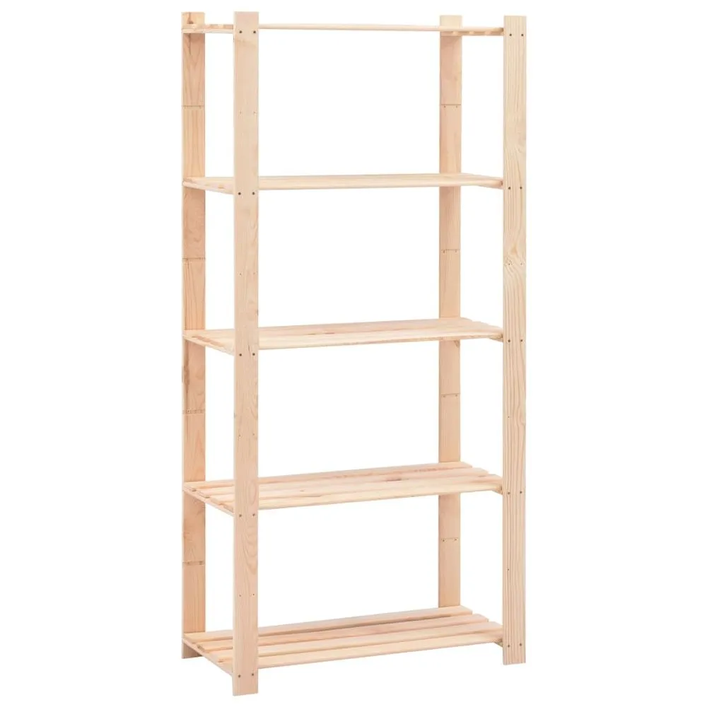 5 Tier Storage Rack - Solid Pinewood - Easy Assembly