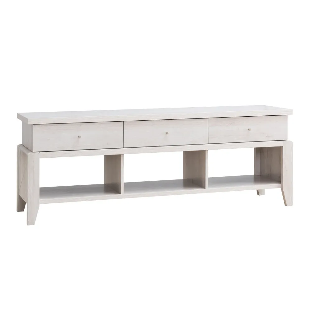 60 Inch Modern TV Media Entertainment Console, 3 Drawers, Wood, White, Oak By Casagear Home
