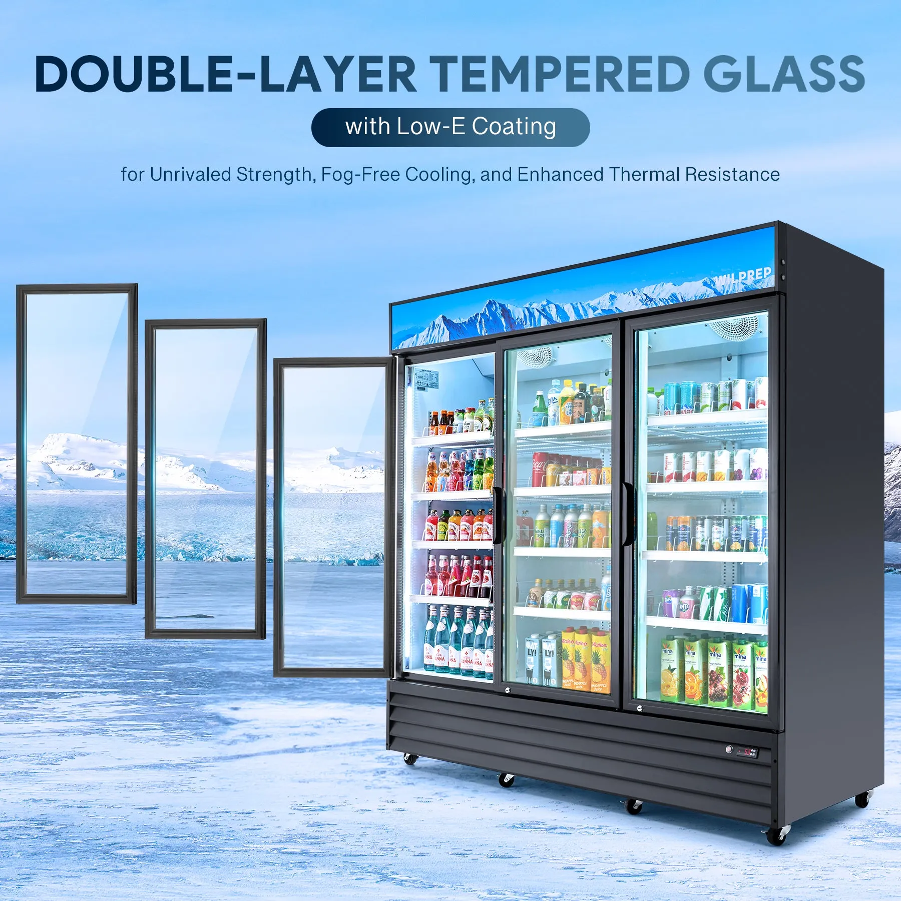 78.1" Commercial Merchandiser Refrigerator Three Door 72.4 cu. ft. Capacity