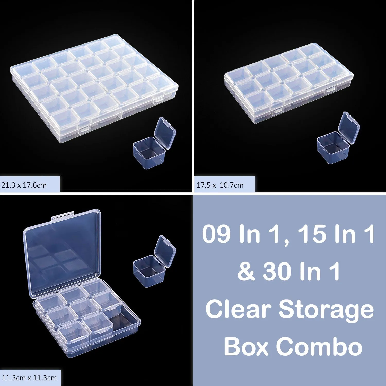 9 In 1,15 In 1 & 30 In 1 Clear Storage Box Combo