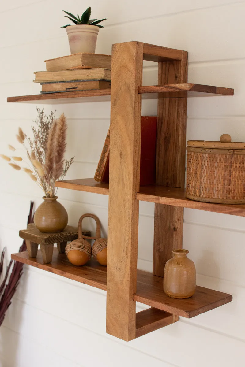 Acacia Wood Three Tiered Adjustable Shelf By Kalalou