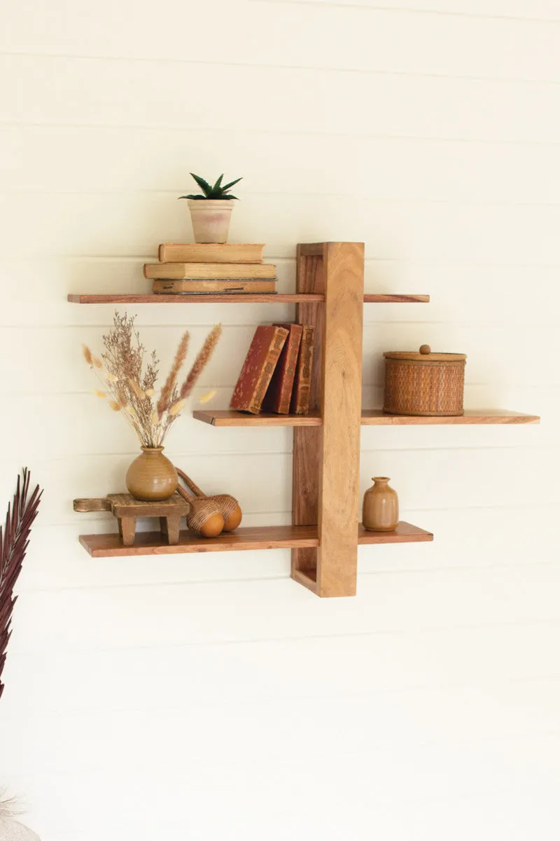 Acacia Wood Three Tiered Adjustable Shelf By Kalalou