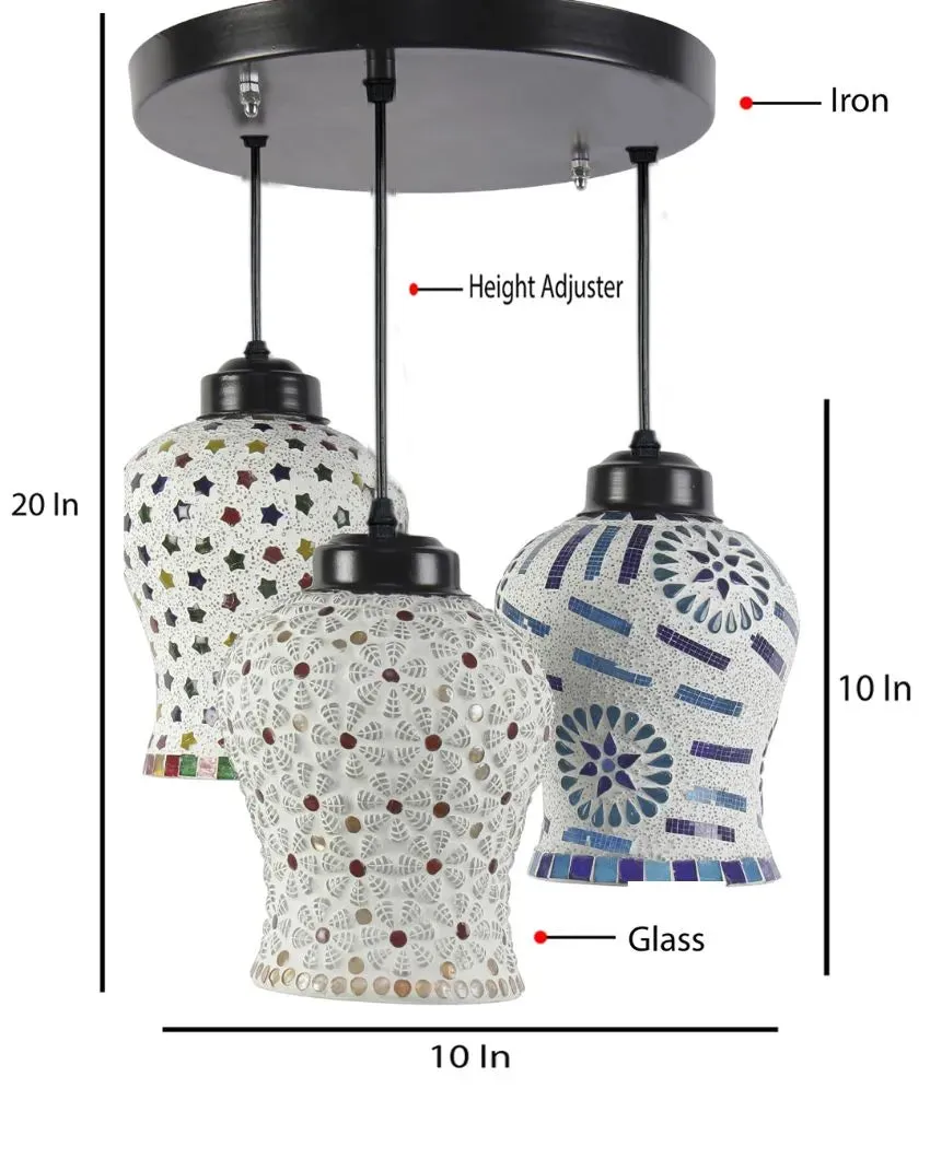 Aesthetics Design Mosaic Cluster Three Hanging Lamps | 10 x 20 inches