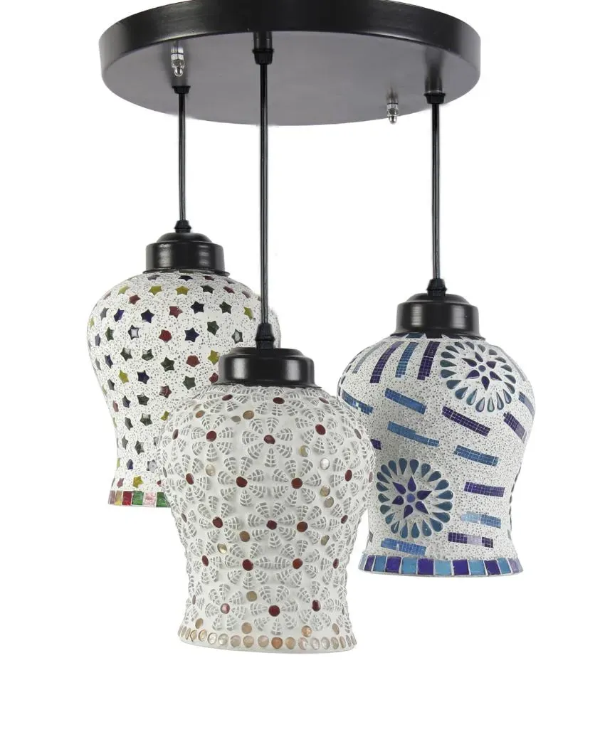Aesthetics Design Mosaic Cluster Three Hanging Lamps | 10 x 20 inches