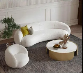 Alhome Living Room Boucle Set of 2 Pieces - White - AL-141