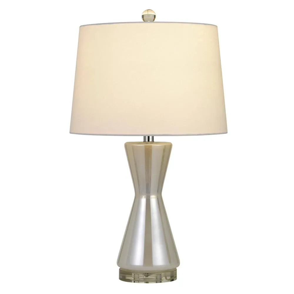 Anzio Glass Table Lamp With Hardback Fabric Shade (Sold And Priced As Pairs) By Cal Lighting