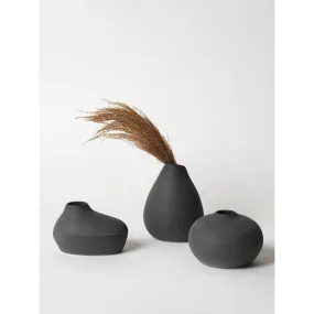 Ash Black Shimizu Family Ceramic Vases | Pack of 3