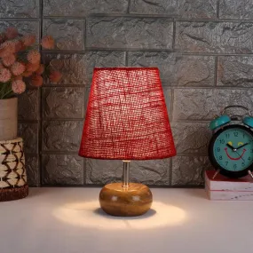 Astrova Table Lamp With Jute Shade - Maroon