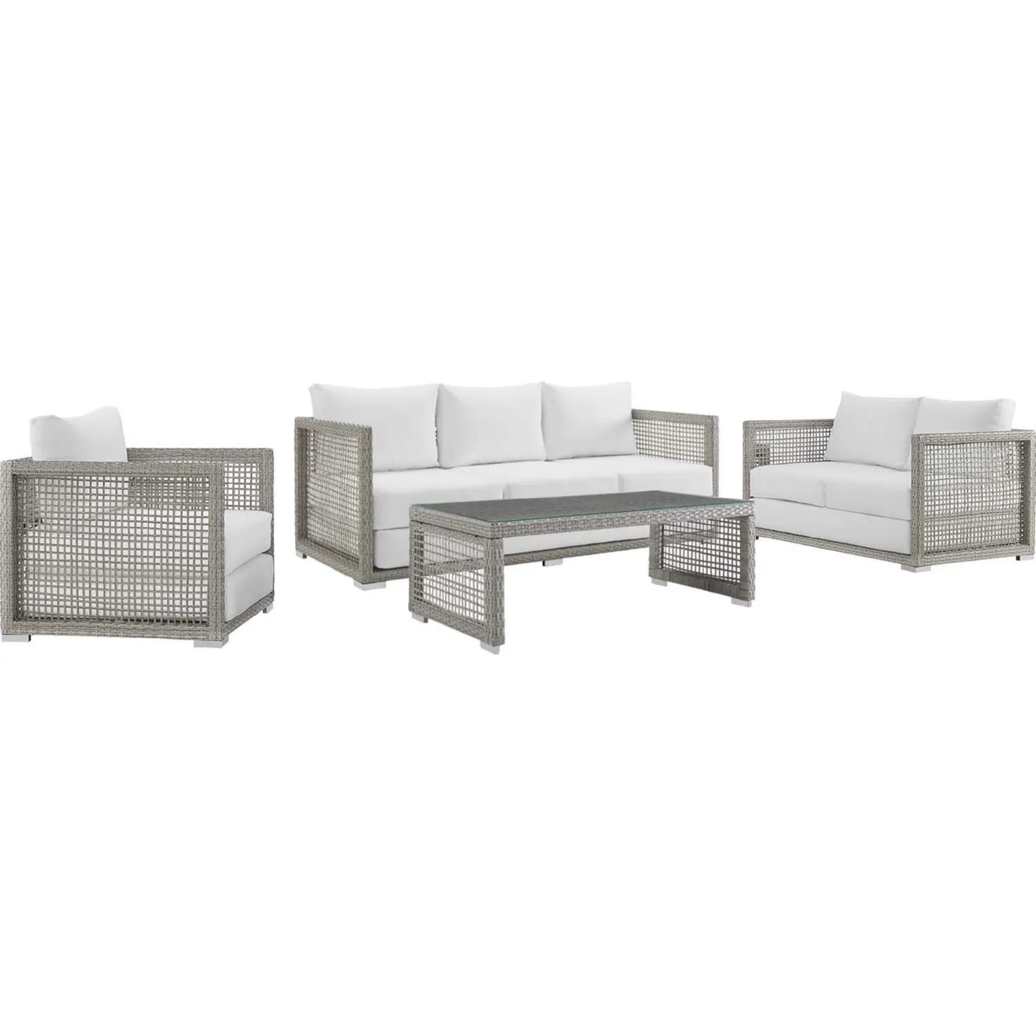 Aura 4 Piece Outdoor Patio Wicker Rattan Set