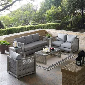 Aura 4 Piece Outdoor Patio Wicker Rattan Set