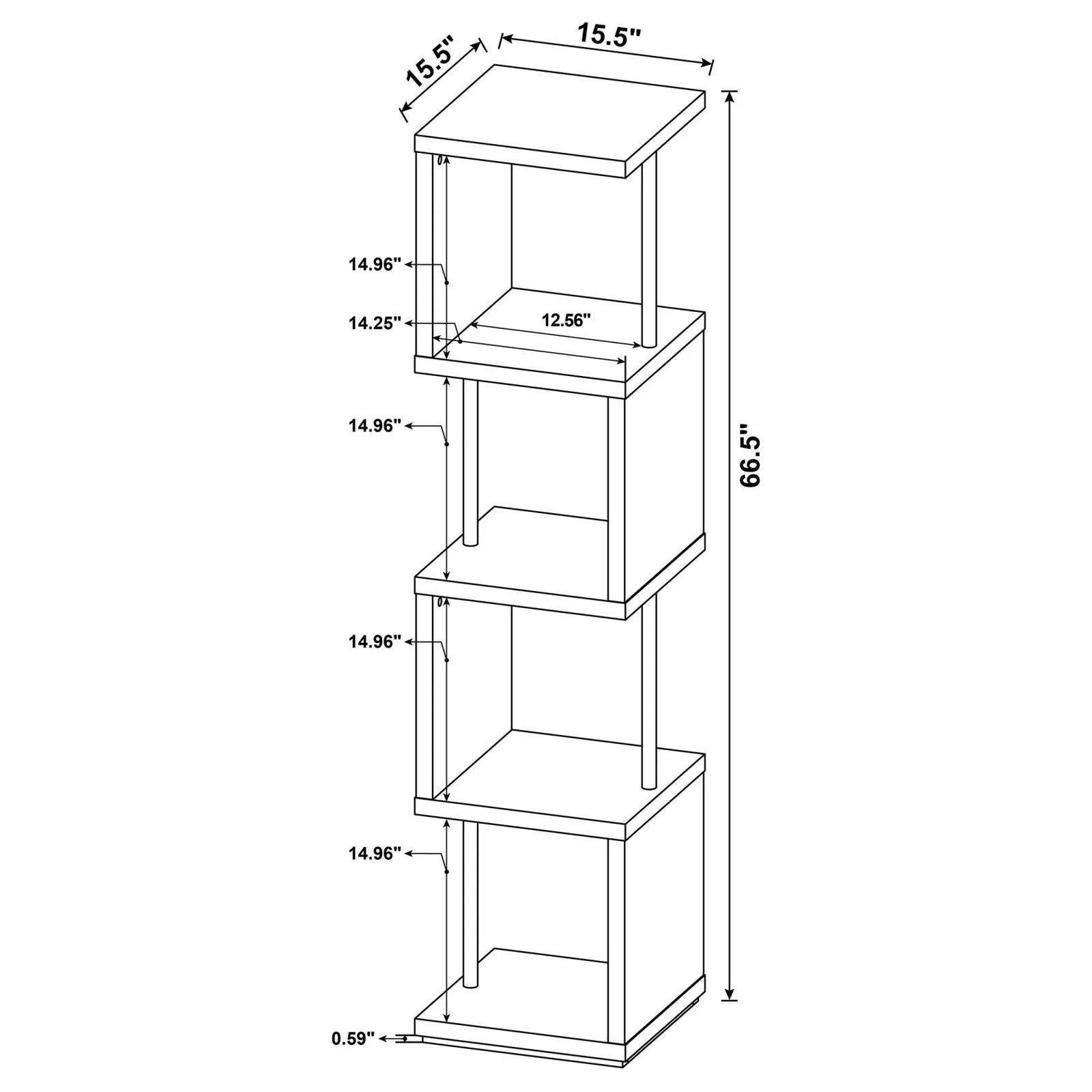 Baxter Black/Chrome 4-Shelf Bookcase