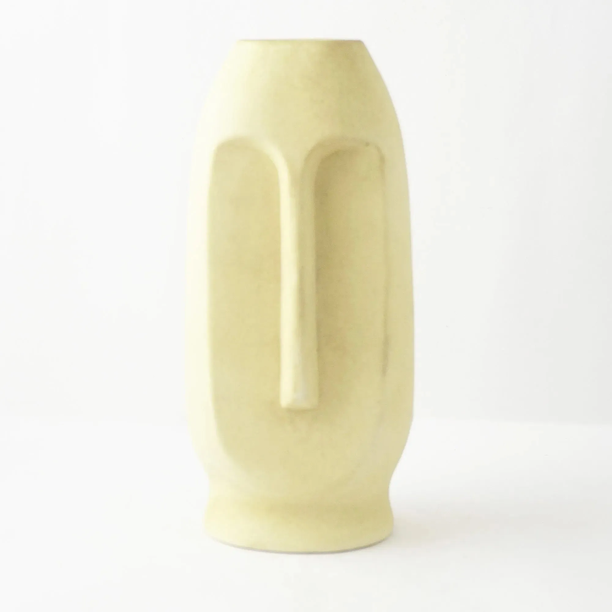 Beige Ceramic Face Vase