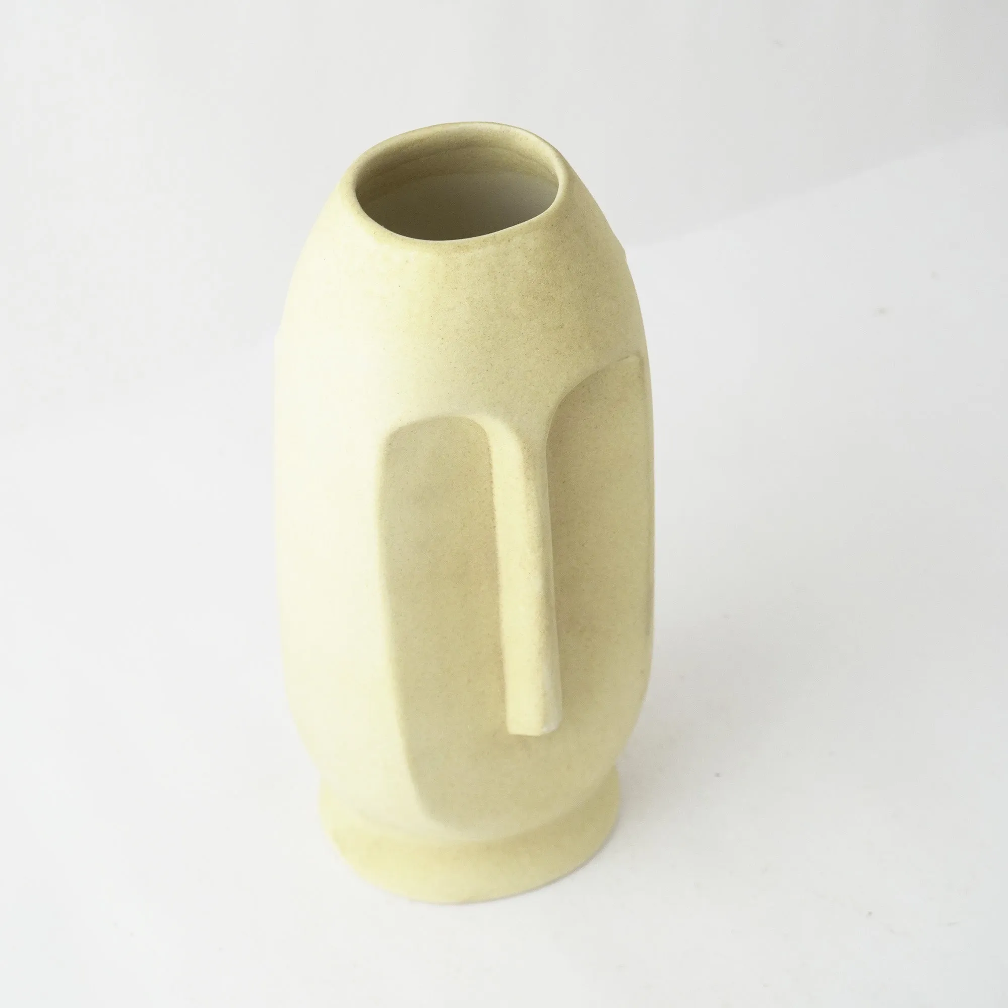 Beige Ceramic Face Vase