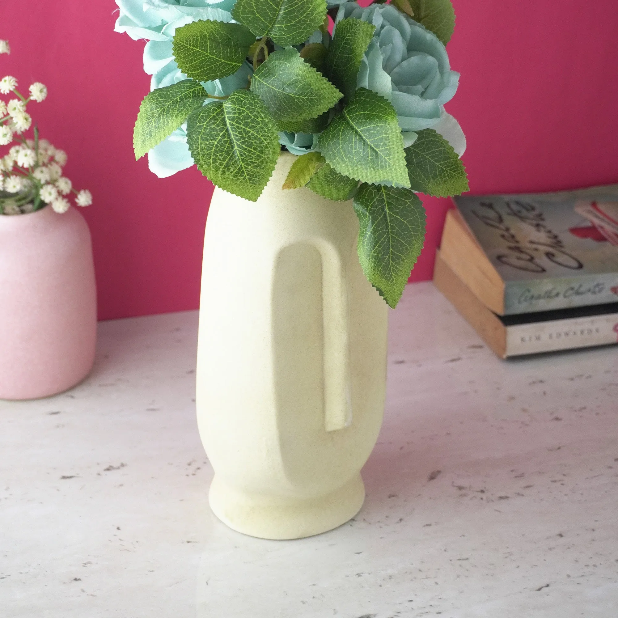 Beige Ceramic Face Vase