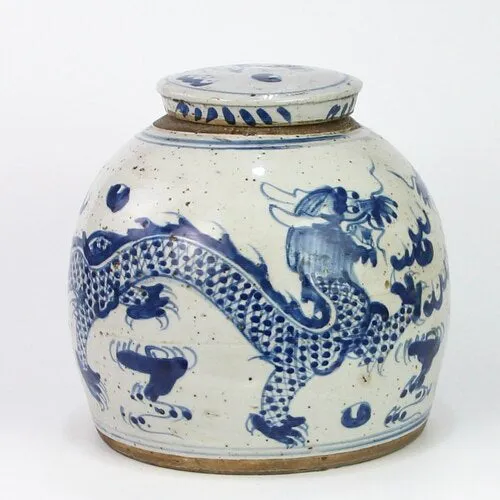 Blue and White Dragon Ming Jar