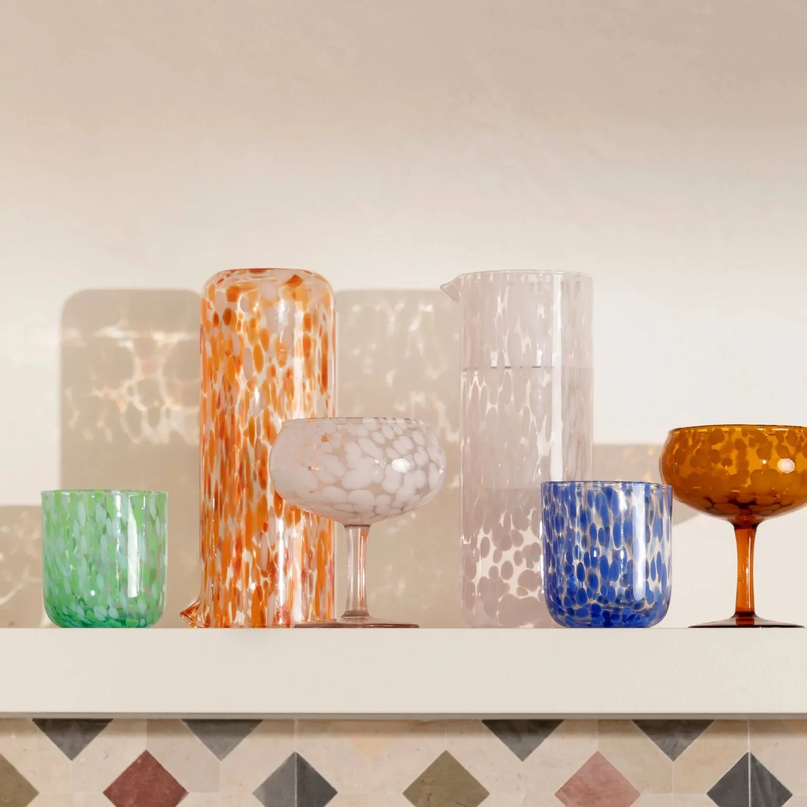 Bonnie & Neil Glass Coupe Dots Set 2 - Pink
