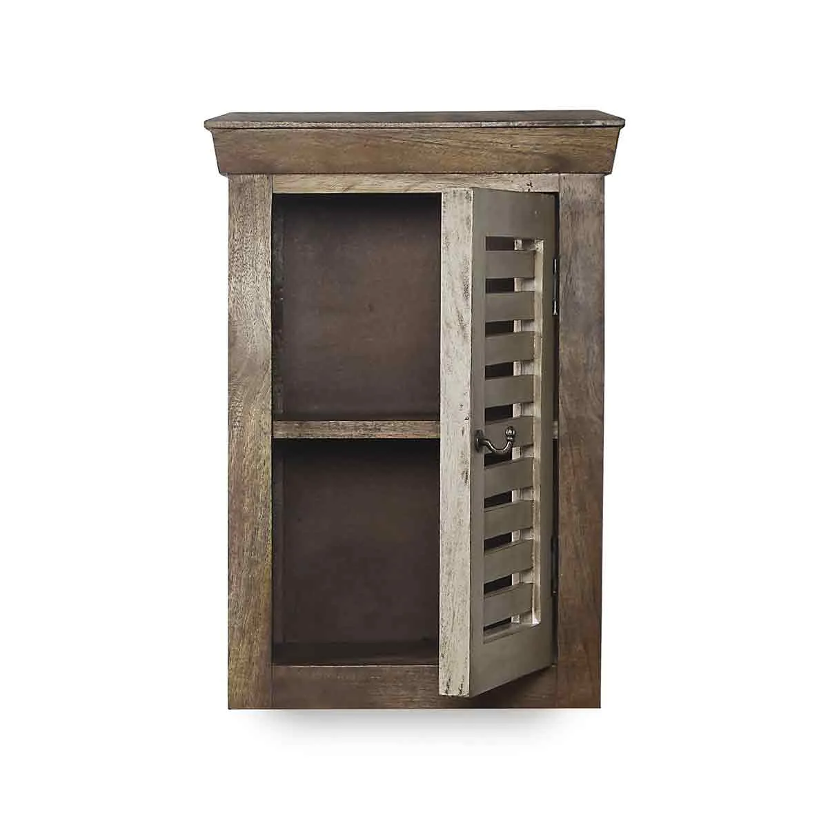 Cappi Solid Wood Vintage White Wall Shelf