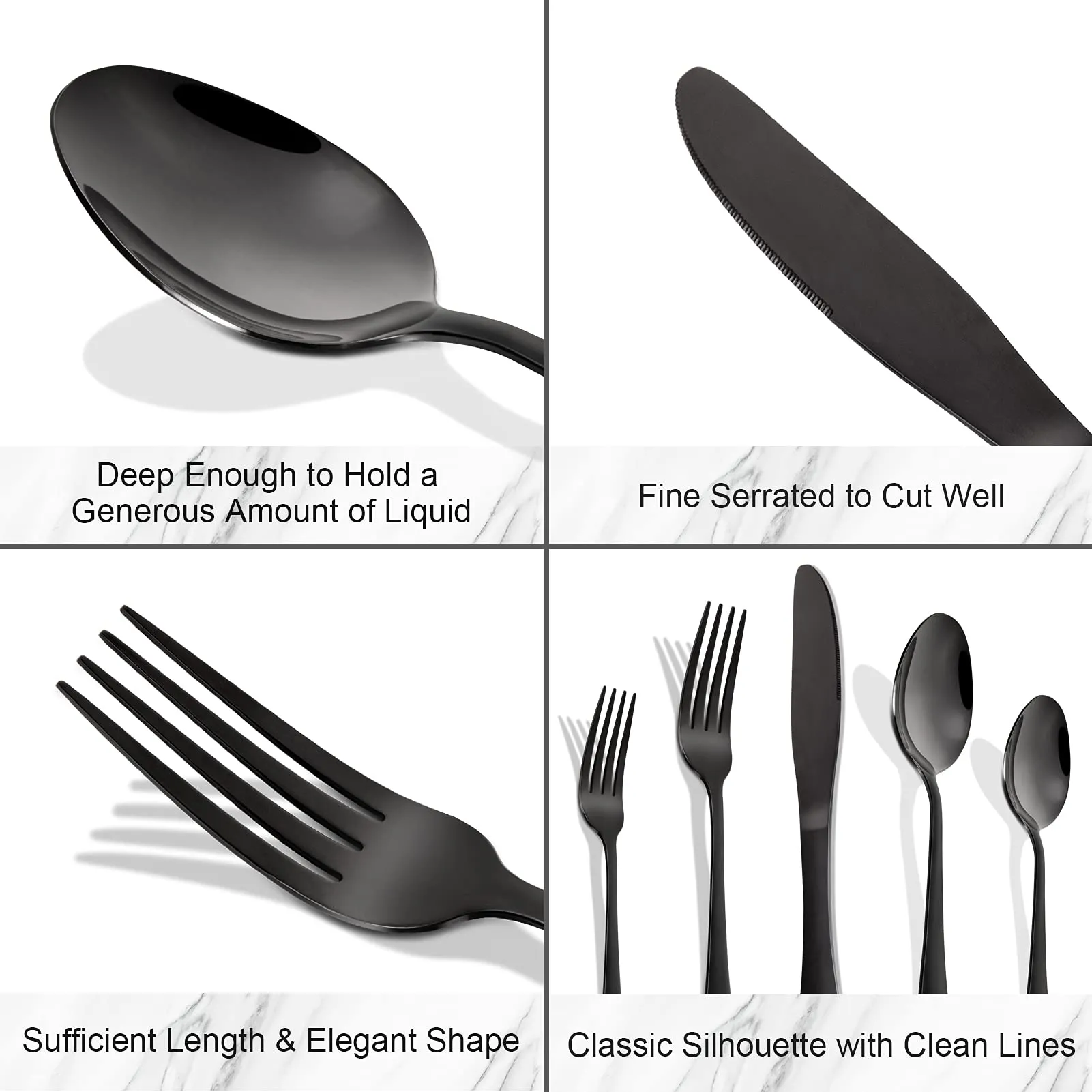 CIBEAT 20 Piece S592 Stainless Steel Kitchen Flatware Set - Black