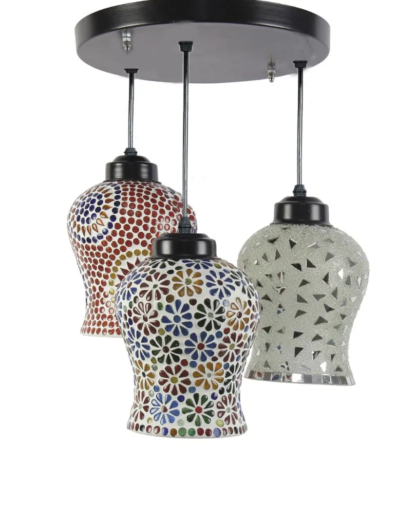 Classic Elegance Mosaic Cluster Three Hanging Lamps | 10 x 20 inches
