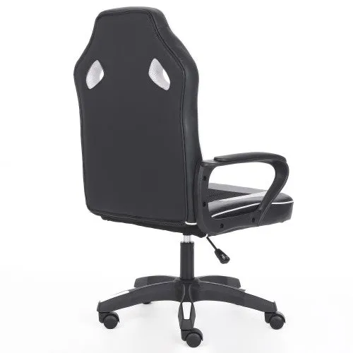 Classy PU Leather Gaming Chair, Ergonomic Swivel Computer Chair with 5 Wheels, Armrests for Home, Office