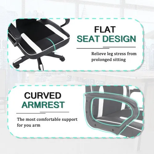 Classy PU Leather Gaming Chair, Ergonomic Swivel Computer Chair with 5 Wheels, Armrests for Home, Office