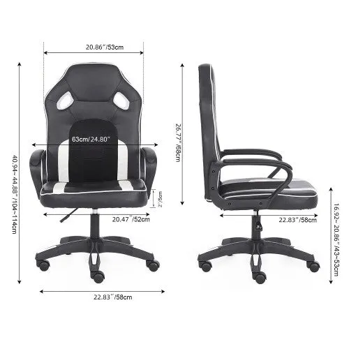 Classy PU Leather Gaming Chair, Ergonomic Swivel Computer Chair with 5 Wheels, Armrests for Home, Office