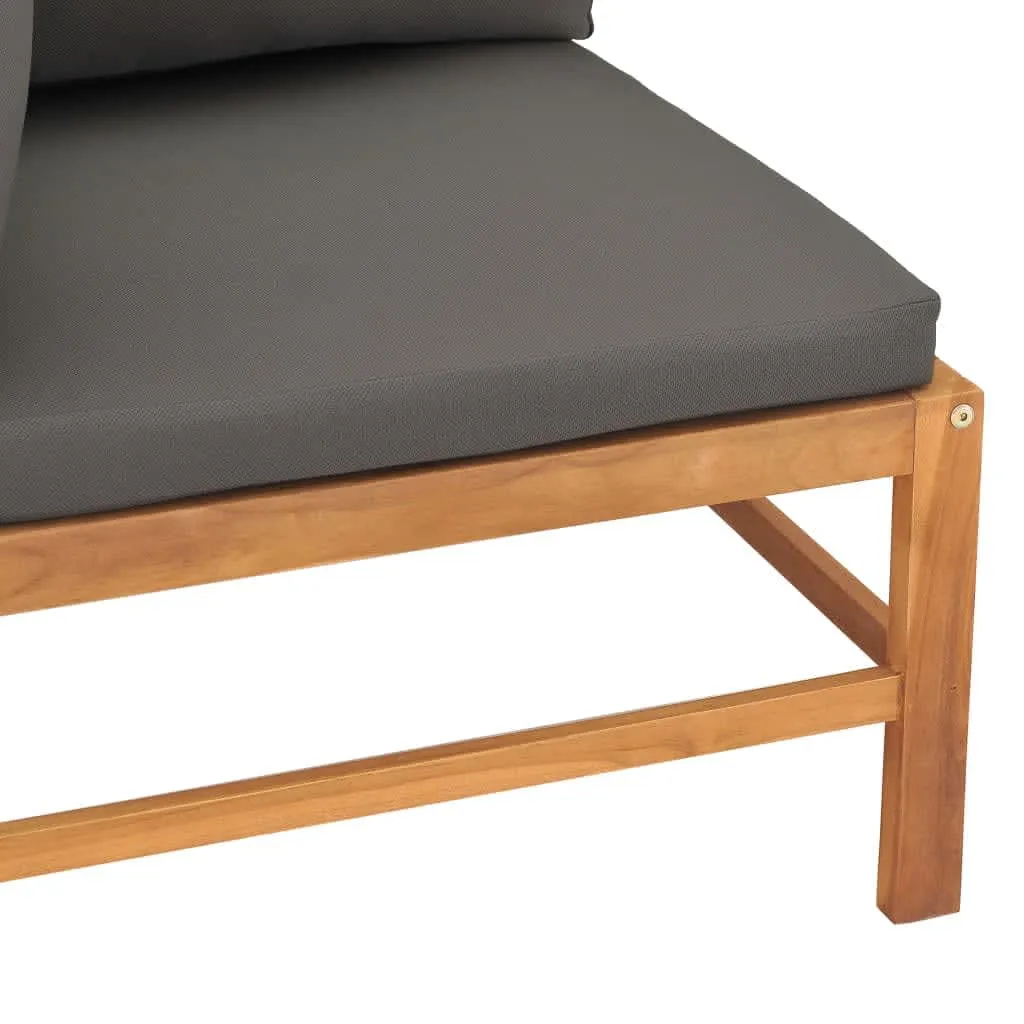 Corner Sofas 2 pcs with Dark Gray Cushions Solid Teak Wood